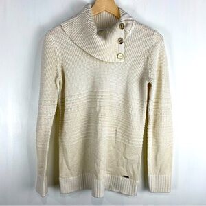 Calvin Klein Shimmer Glitter Gold Ribbed Knit Mock Neck Pullover Sweater Small